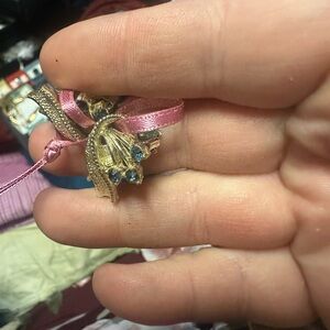 Gold and blue clip earrings  with Accents. Missing blue stones in 1 earring